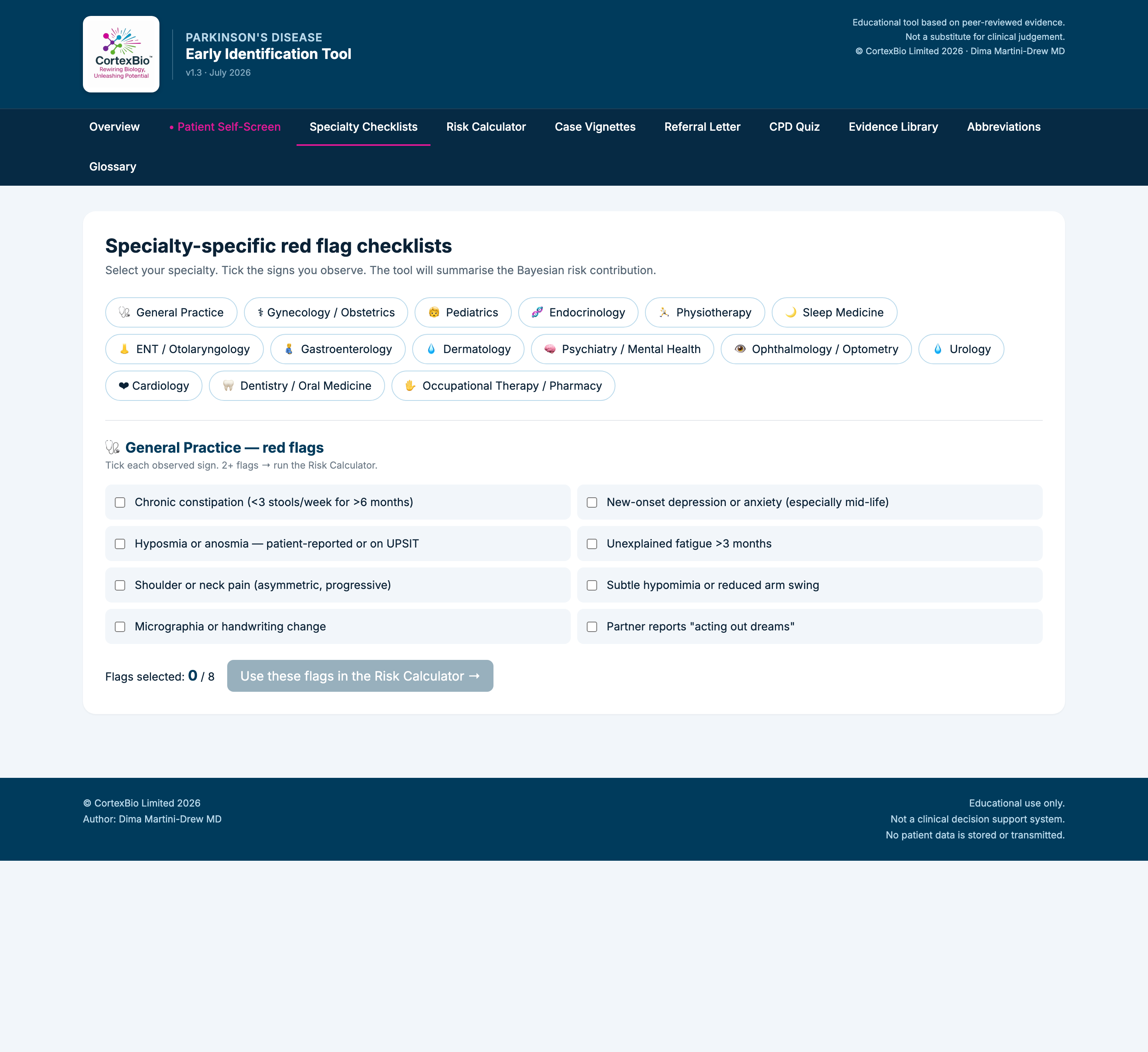 Specialty checklists